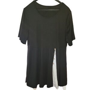 Shein Curve Black Tunic‎ Top Button Accent Short Sleeve Casual 4XL